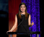 Miranda Cosgrove speaks onstage at PETA's 35th Anniversary Party in September 2015.