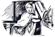 The original book illustration of Cruella De Vil