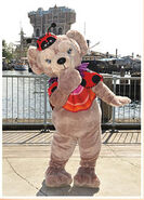 ShellieMay the Disney Bear posing for a photo in American Waterfront at Tokyo DisneySea in her Cape Cod Halloween Parade outfit.