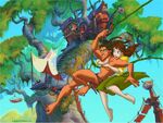 Jane swinging with Tarzan in the TV series.