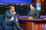 Woody Harrelson visits The Late Show with Stephen Colbert in July 2016.