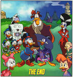 Launchpad with his co-stars from both DuckTales and Darkwing Duck
