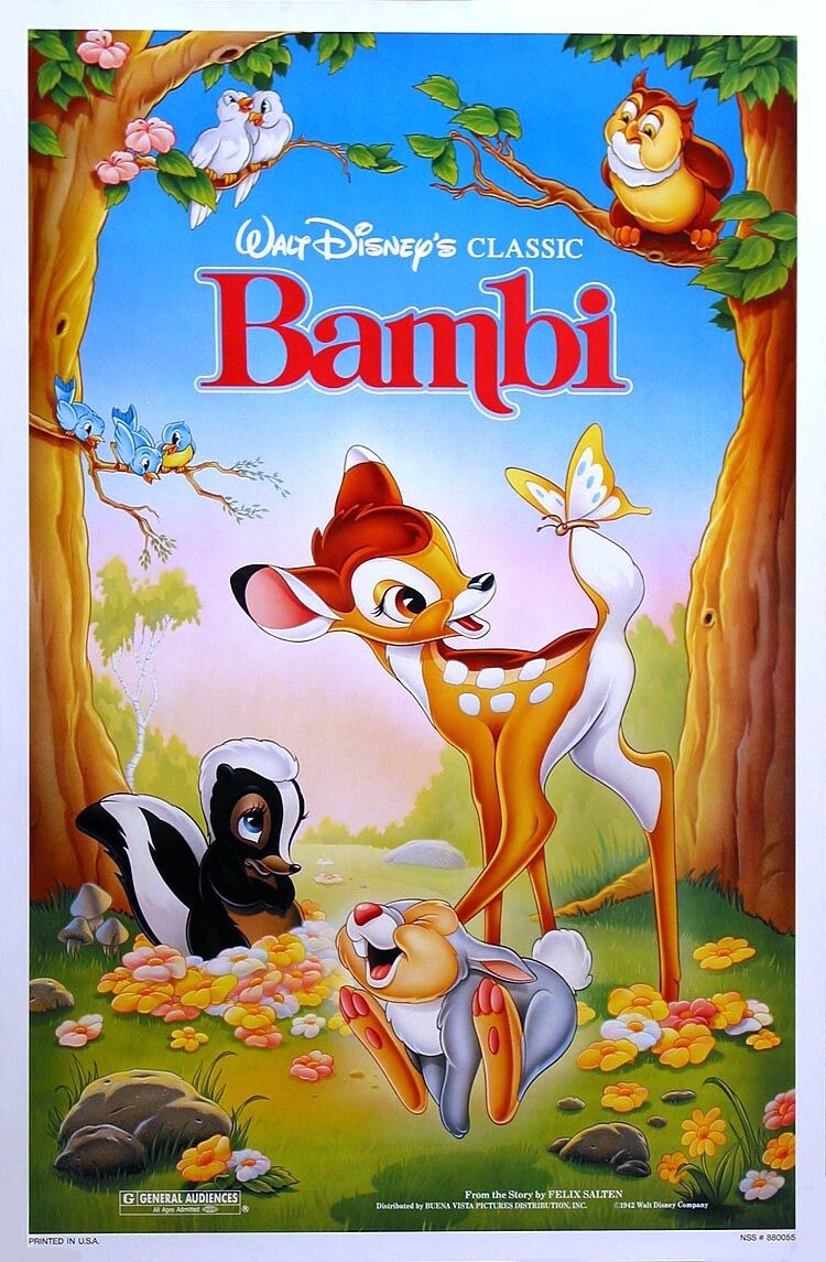 RARE WALT DISNEY IRON ON TRANSFERS 1966 BAMBI Movie Promo Unused