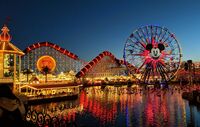 Incredicoaster at night with Pixar Pal-A-Round