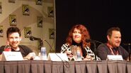 Jason Marsden with Gregg Berger and Vanessa Marshall attending San Diego Comic Con 2011.