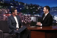Luke Evans visiting Jimmy Kimmel Live in March 2017.