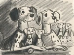 Pongo and Perdita with their puppies concept art.