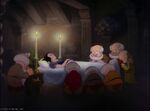 The scene where the Seven Dwarfs are crying for Snow White laying on the bed after she was poisoned by the Poisoned Apple.