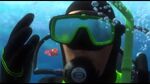 Sherman as a scuba diver kidnapping Nemo