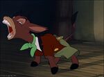 Lampwick having completely turned into a donkey and about to bray.