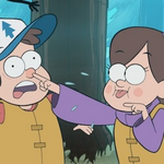 Mabel getting Dipper's nose