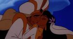 Aladdin and Jasmine, finally married, share a kiss as they fly off on their honeymoon.