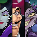 Yzma alongside to Captain Hook and Maleficent in the old app icon for Disney Heroes: Battle Mode