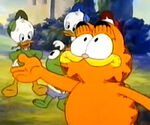 Huey, Dewey, and Louie with Garfield