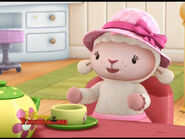 Lambie at tea party