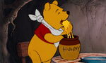 Winnie the Pooh is about to eat honey