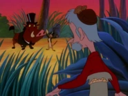 The castaway spying on Timon and Pumbaa