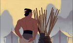 Shang taking his shirt off.