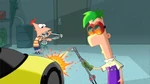 Phineas and Ferb building the suit.