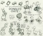A model sheet for this cartoon, under the working title "Donald's Date"