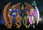 The London Clan from "Gargoyles" on the street of London with Big Ben in the Background