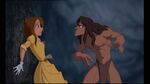 Jane and Tarzan looking at each other.