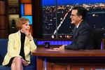 Carol Burnett visiting The Late Show with Stephen Colbert in December 2016.