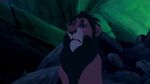 Scar informing the pride of Mufasa and Simba's deaths in the stampede.