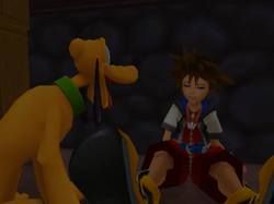 Sora wakes up in Traverse Town.