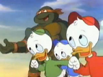 Huey, Dewey and Louie with Michelangelo from TMNT