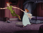 Peter preparing to take Wendy to Neverland.
