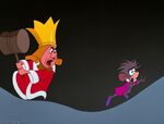 The King of Hearts chasing the Dormouse