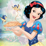 Snow White baking a pie.