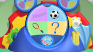 The Mouseketools used during the game are sports themed.