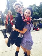 Cameron Boyce and Brenna D'Amico on the set of Descendants