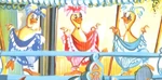 Concept art of the Geese Can-Can Dancers for Splash Mountain by Suzzane Rattigan.