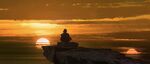 Luke watching the binary sunset at the Temple island.