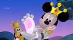 Prince Mickey holding the glass slipper