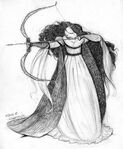 Merida drawing her bow, by Carter Goodrich.