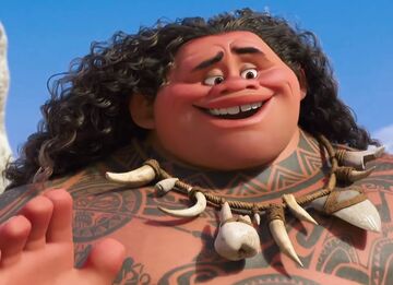 モアナと伝説の海 MAUI マウイ ヘイヘイ むつかしく 木彫り調 ディズニートラディション