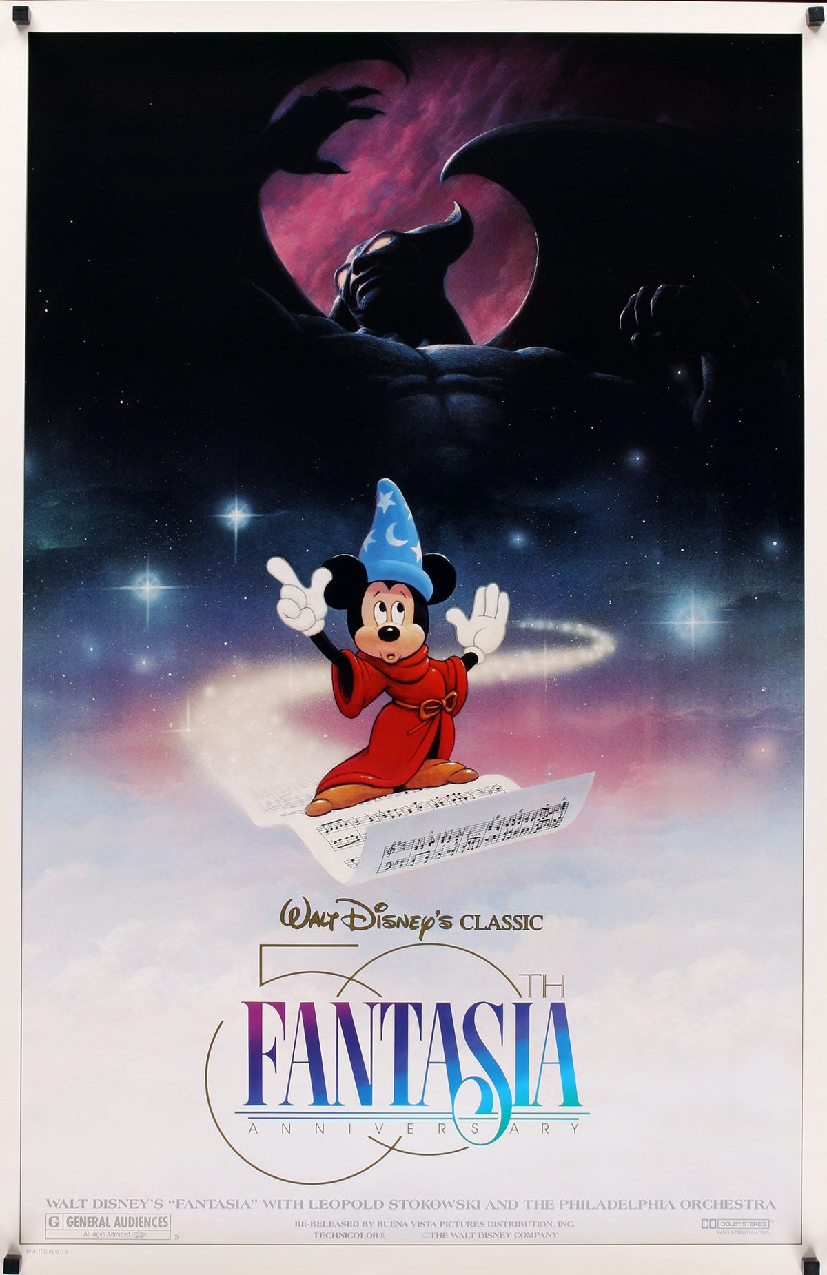 Vintage Walt Disney's Fantasia Sorcerer Mickey on Round Stand, 8 Tall