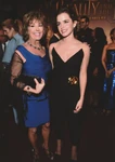Paige O'Hara with Emma Watson, (the live-action Belle) at Beauty and the Beast remake premiere.