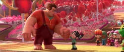Ralph and Vanellope bidding their farewells for now.