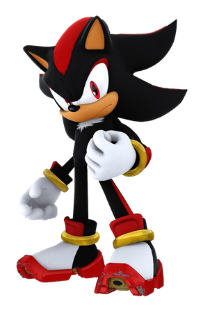 Dark sonic. hedgehog, black fur, no pupils, pointed eyes. red sneakers,  white gloves. dark blue aura around the body*