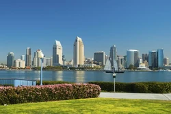 The San Diego city skyline.