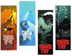 Early artwork depicting the logo and tone of Savage Seas and Savage City by co-director Byron Howard.