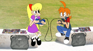 Judy and Cybil really love to play video games on the go.