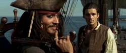 Jack and Will aboard the Dauntless.