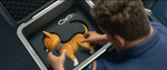 Sox being grabbed by Buzz from his suitcase