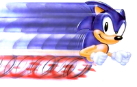 Sonic running at supersonic speed.